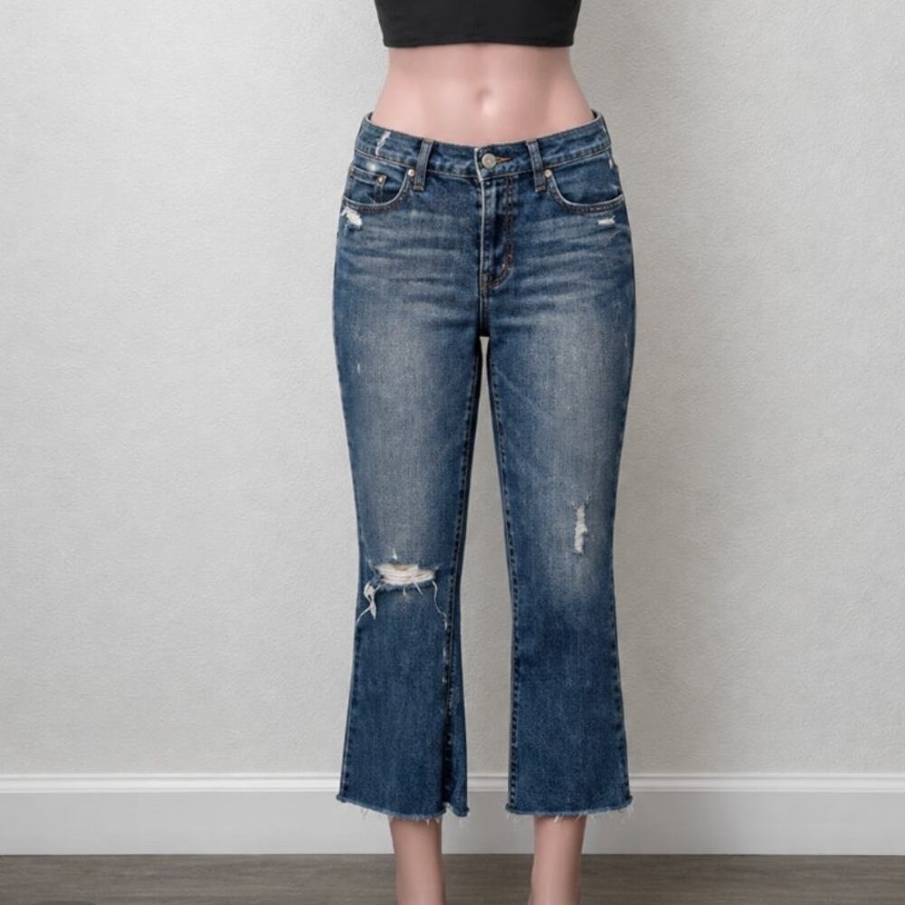 Mother Nomad Crop Fray Jeans Blue Womens 26